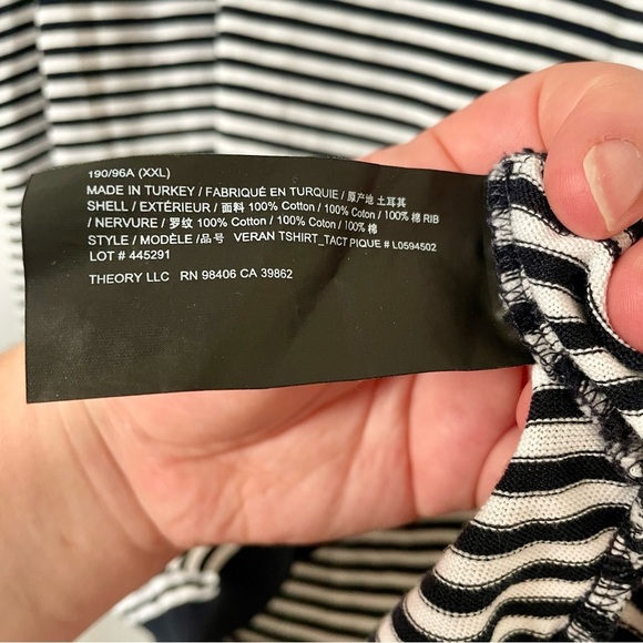 Theory Veran Tact Pique Striped Tee Blue and White Stripe Size XXL - Picture 8 of 9